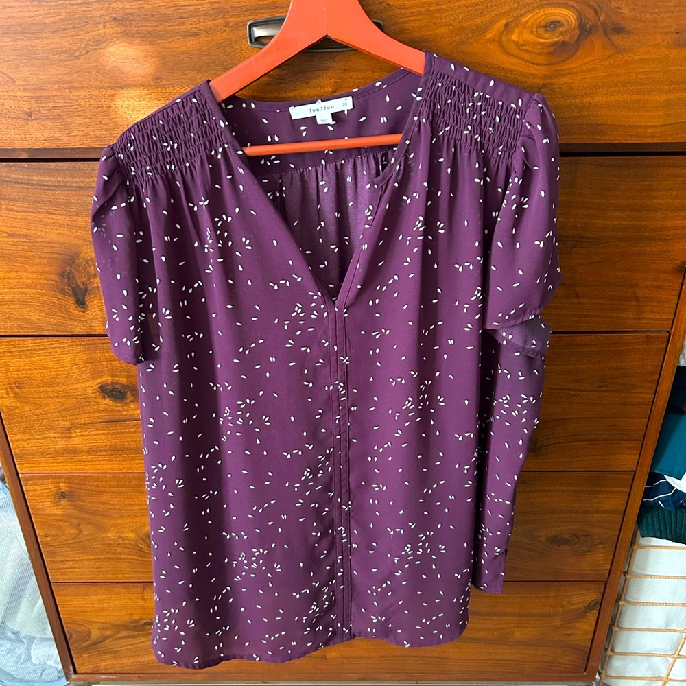 Fun2fun plus 2x purple short sleeve blouse